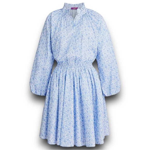 J Crew WMNS M Blue Floral Liberty D'ANJO Cost Ruffle Collar MINI DRESS Liberty - Picture 5 of 16